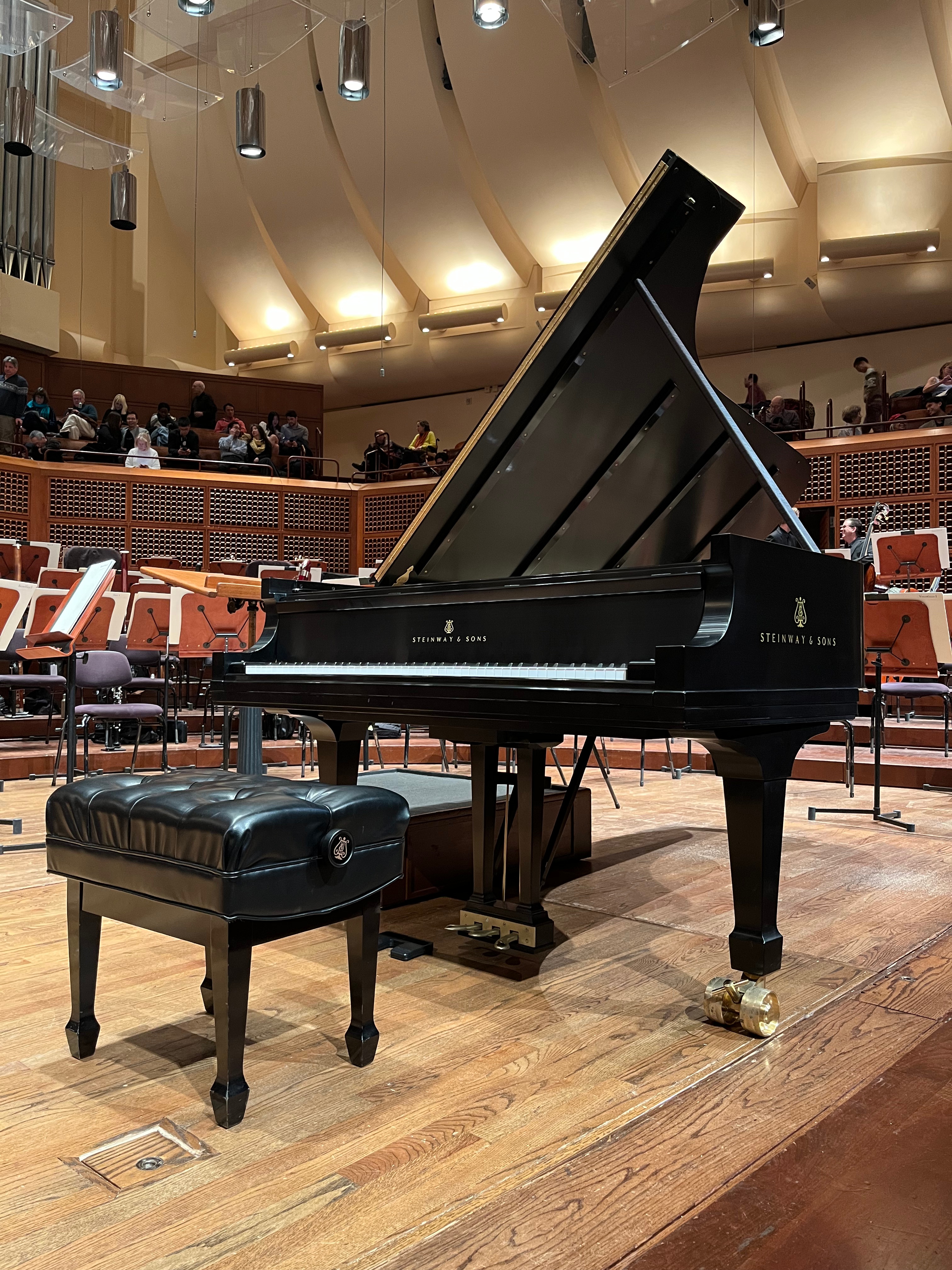 piano on stage at San francisco symphony hall